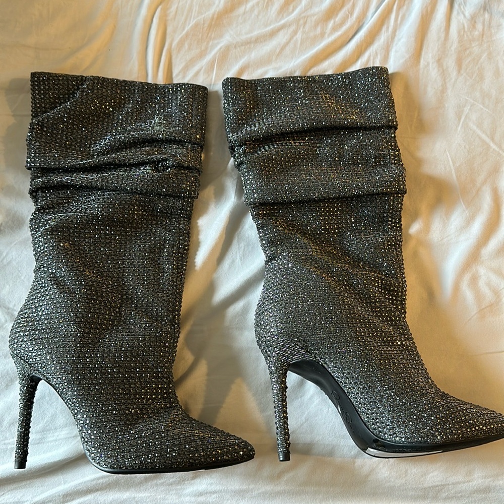 Jessica Simpson boot grey silver rhinestones